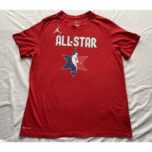 NBA All Star Lebron James Shirt Mens Large Nike Dri-Fit Red T-shirt #23